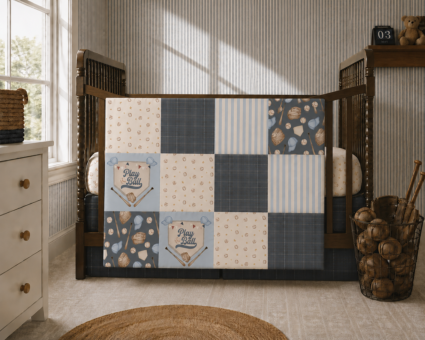 Organic Cotton Baby Quilt | Play Ball