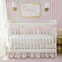 Crib Bedding Set | Scalloped Blushing Trellis