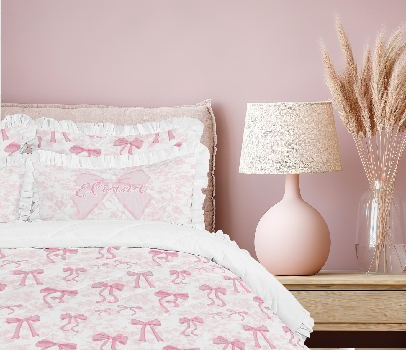 Fancy Bow Ruffled Comforter Set