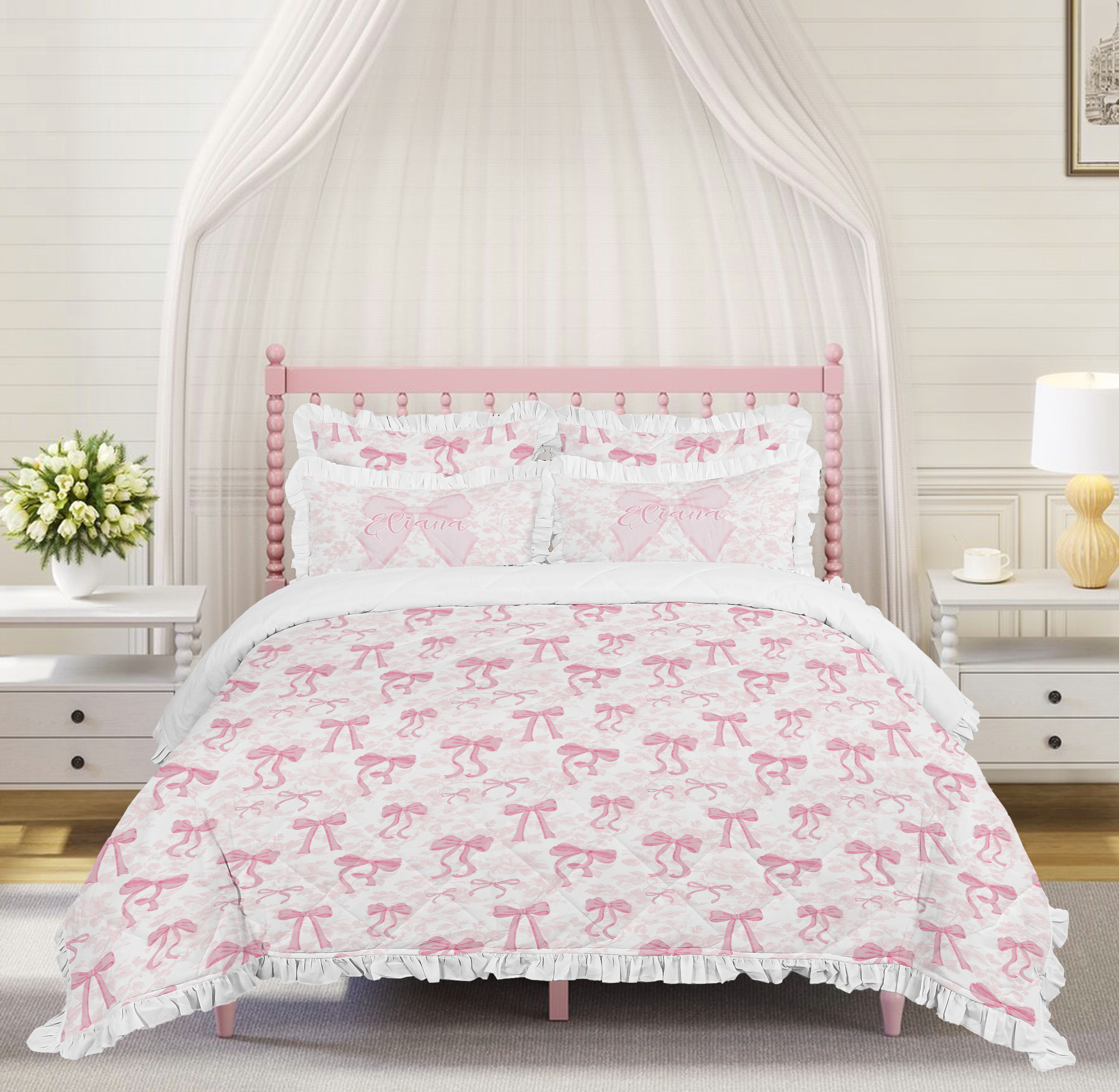 Fancy Bow Ruffled Comforter Set