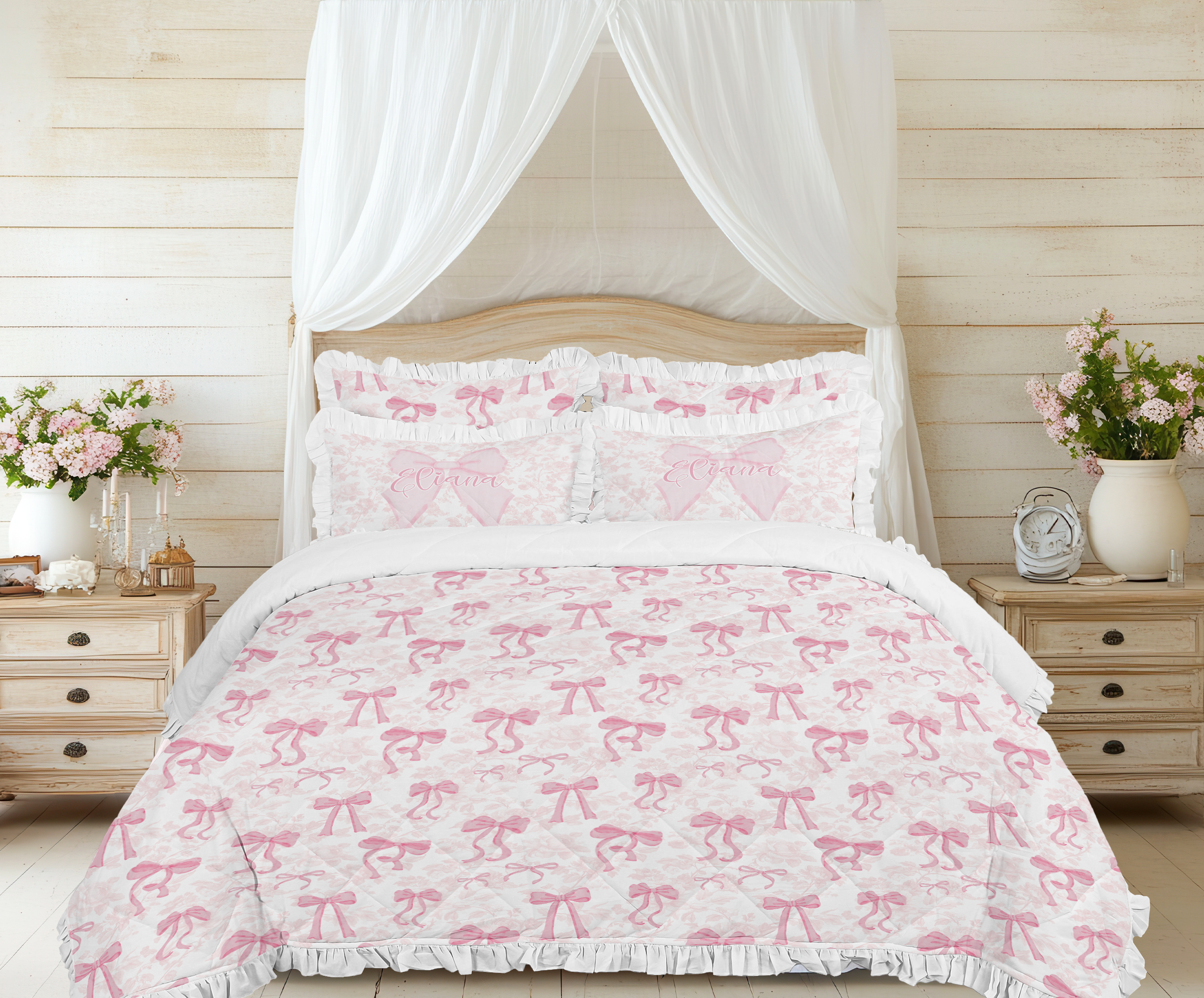 Fancy Bow Ruffled Comforter Set