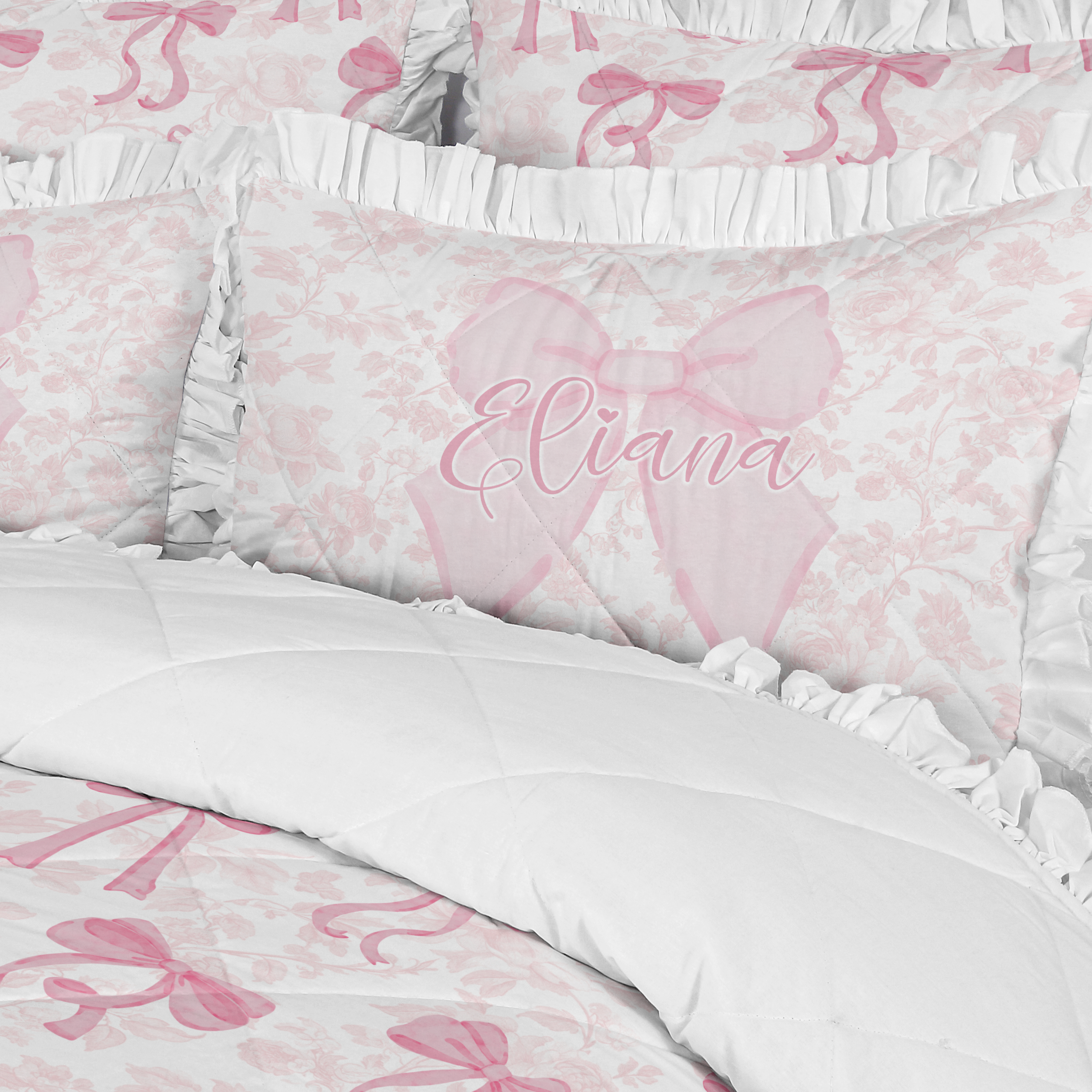 Fancy Bow Ruffled Comforter Set