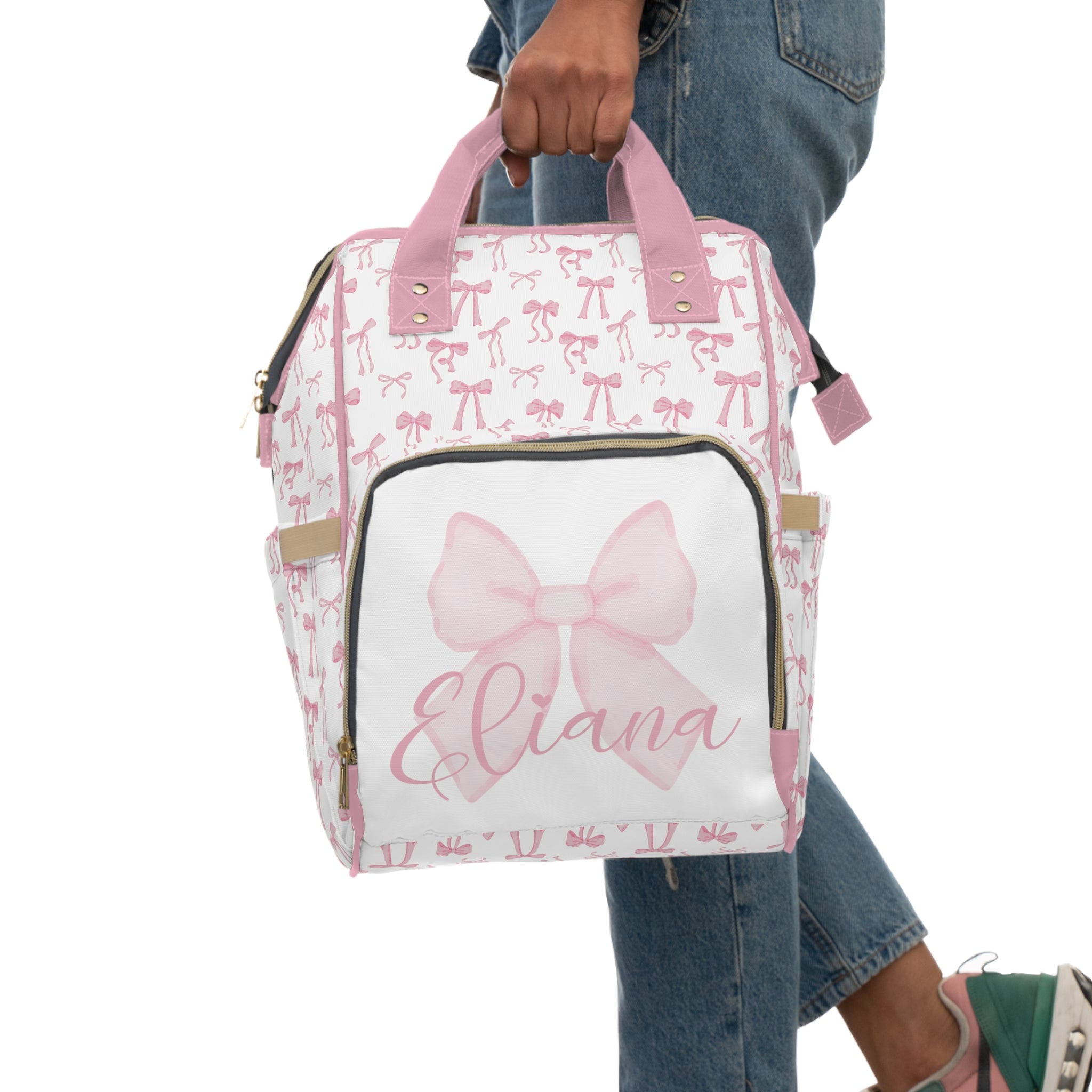 Fancy Bow Personalized Backpack Diaper Bag