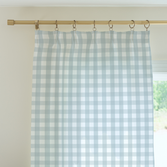 Curtain Panel | Gingham in Soft Chambray