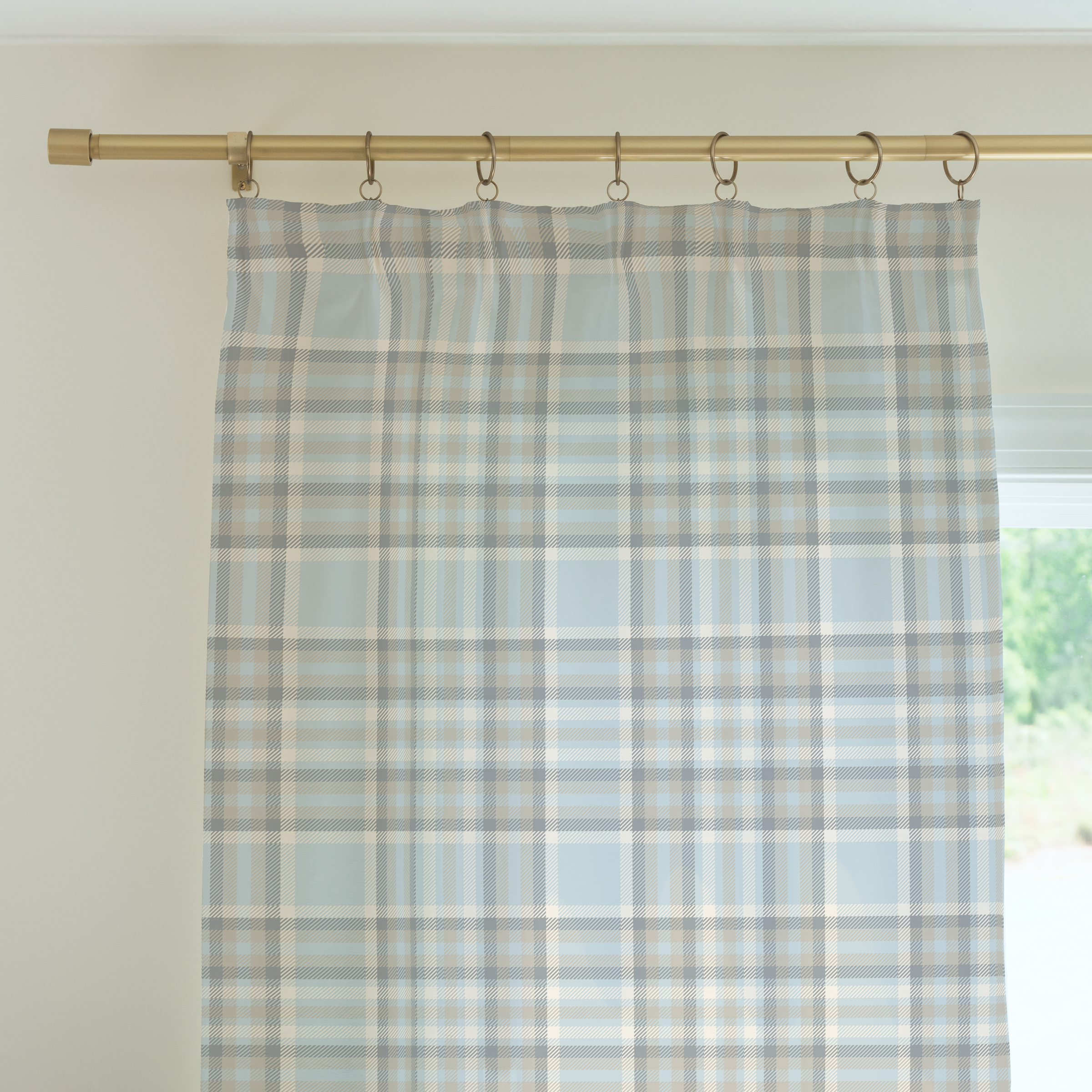 Curtain Panel | Everyday Plaid Sky