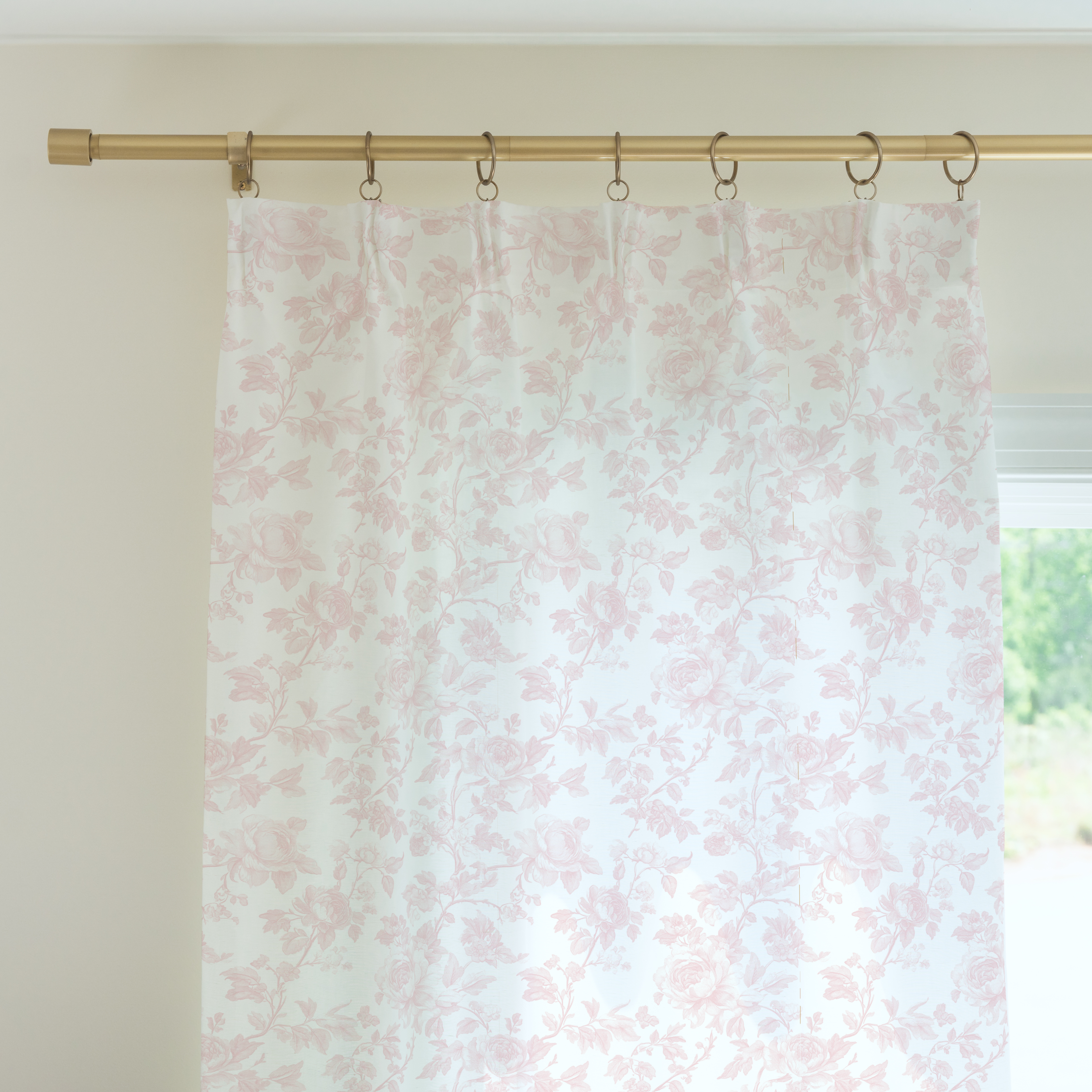 Fancy Bow Toile Curtain Panel