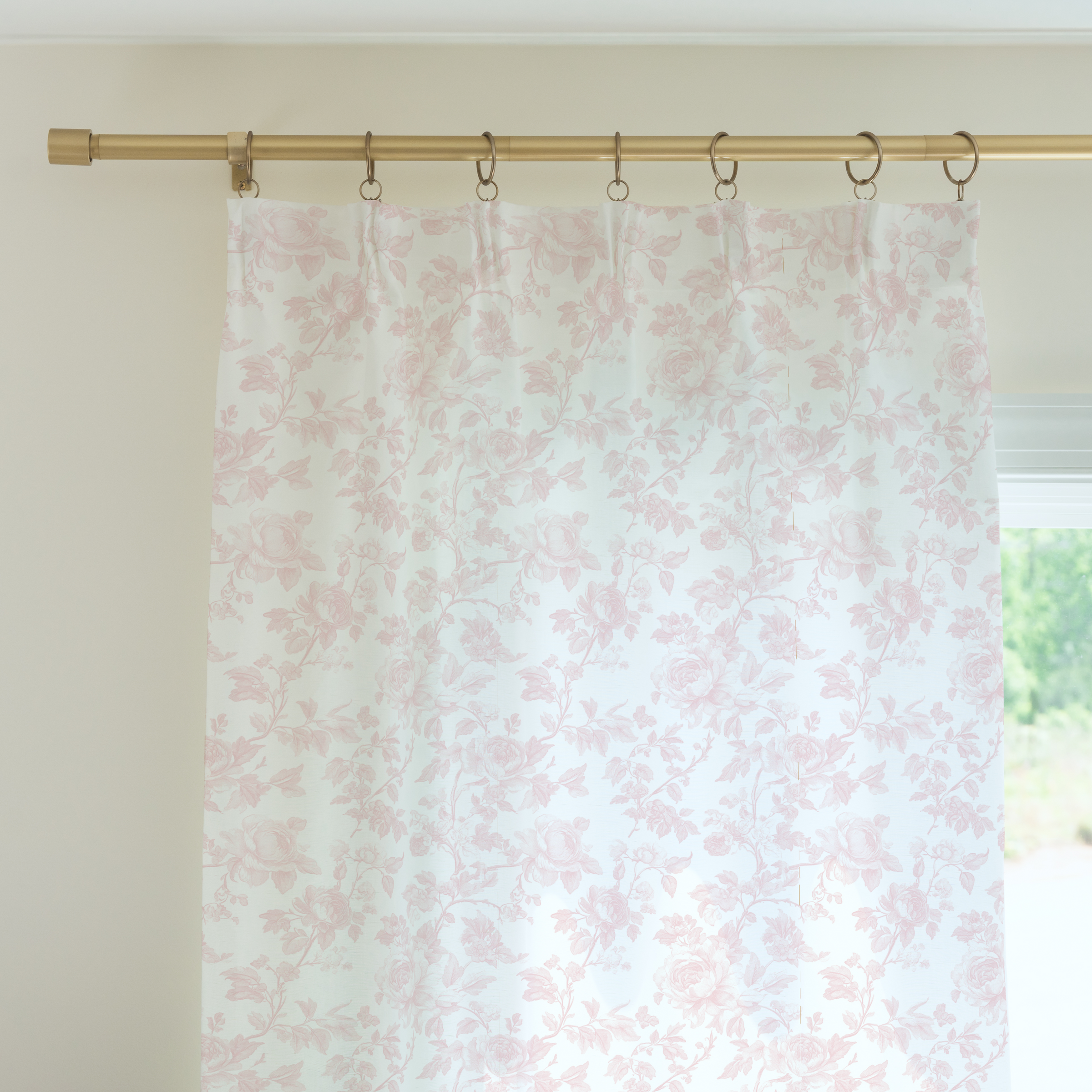 Fancy Bow Toile Curtain Panel