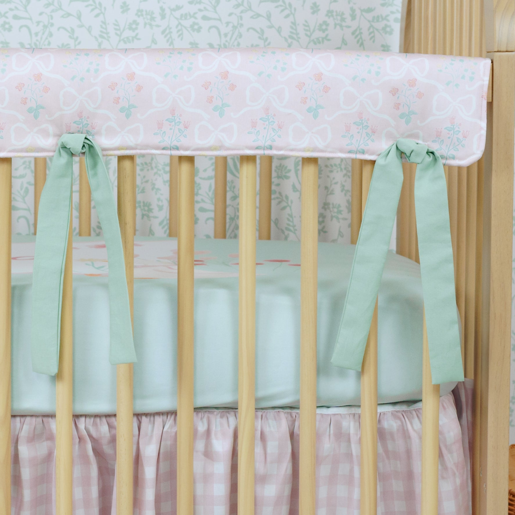 Crib Rail Cover | Garden Ribbon in Rose