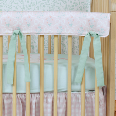 Crib Rail Cover | Garden Ribbon in Rose