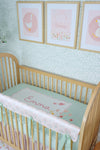 Personalized Crib Sheet | Tulip Meadow Goose