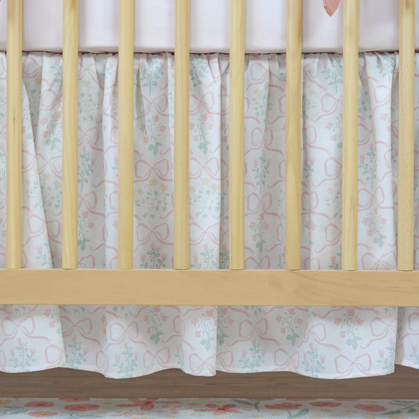 Gathered Crib Skirt | Garden Ribbon in Cream