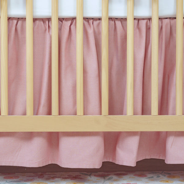 Gathered Crib Skirt | Dusty Rose Chambray