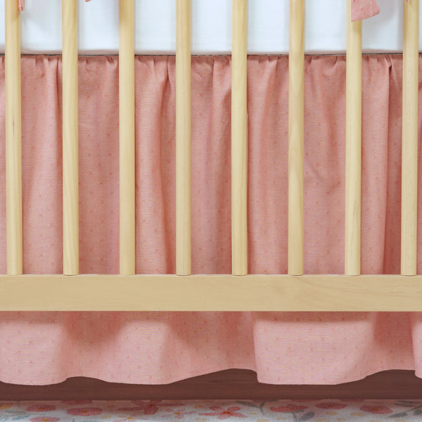 Gathered Crib Skirt | Sunset Rose x Chambray