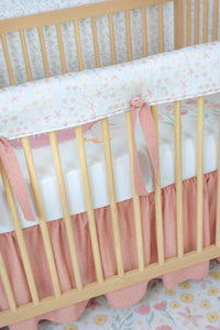 Gathered Crib Skirt | Sunset Rose x Chambray