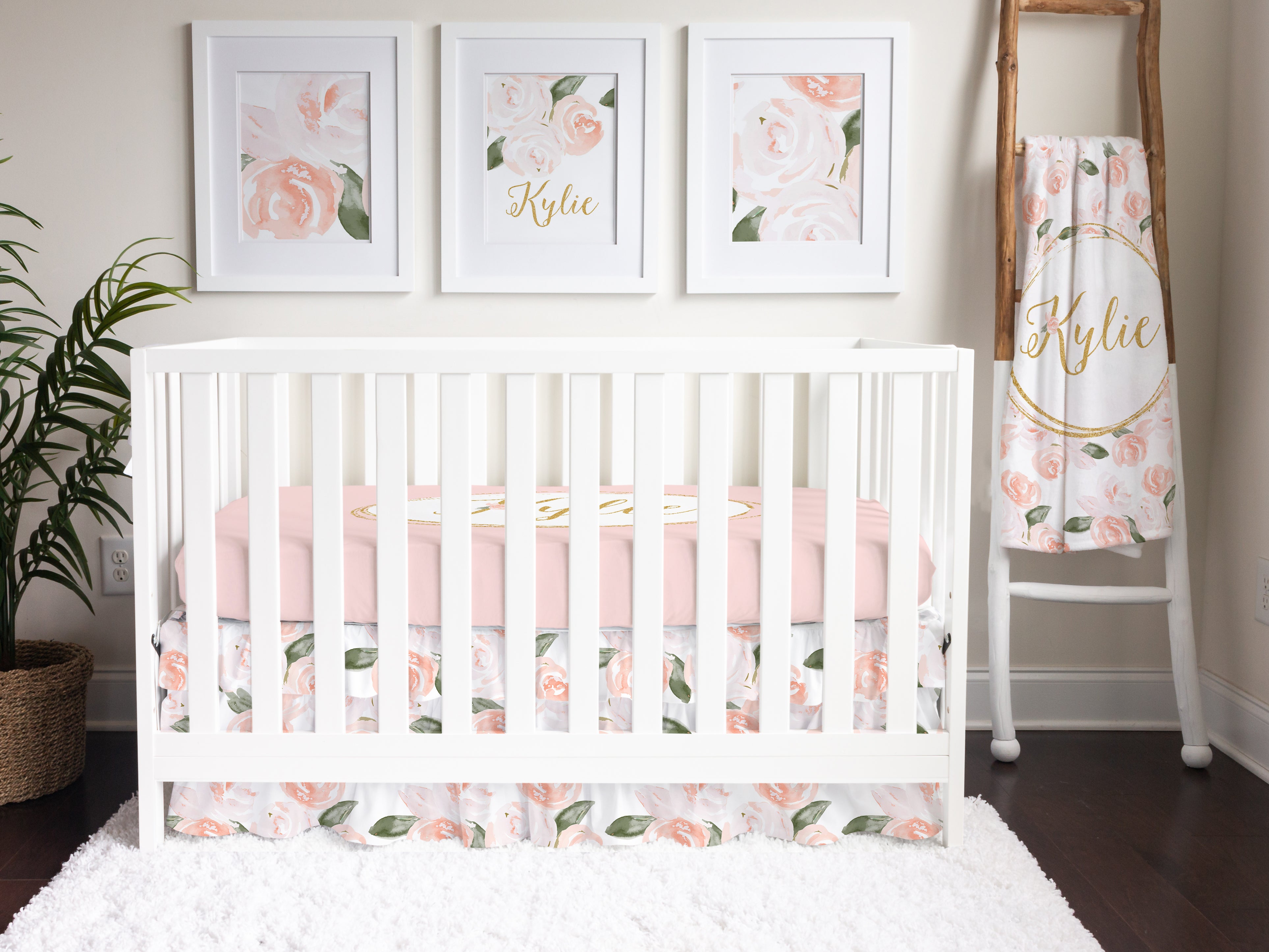 Watercolor Floral Nursery Starter Crib Bedding Set