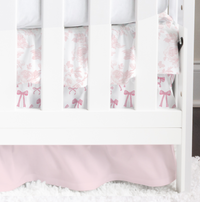 Fancy Bow Solid Pink Ruffled Crib Bedding