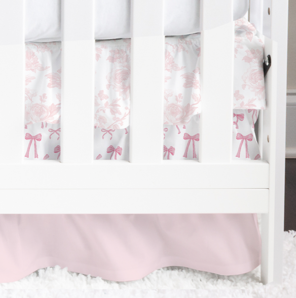Fancy Bow Ruffled Crib Skirt