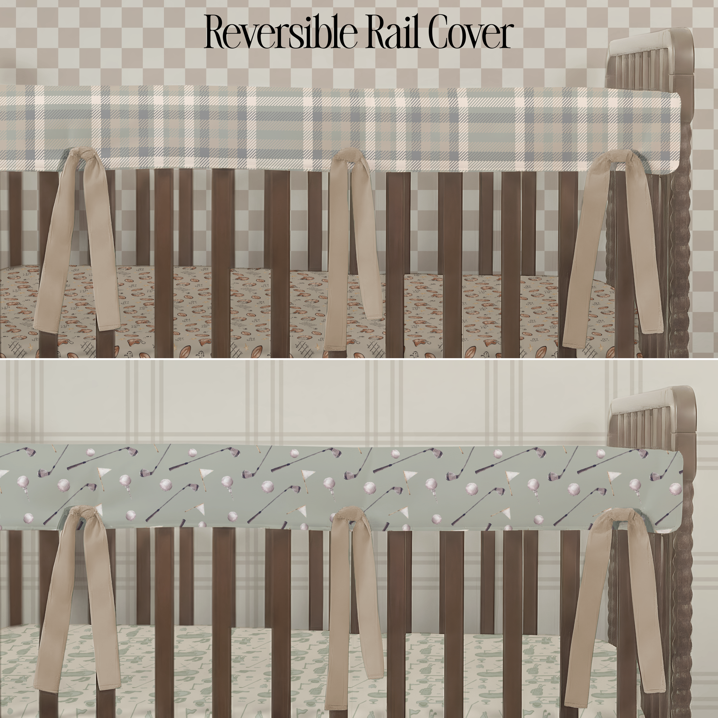 Crib Rail Cover | Everyday Plaid Sage + Putting Green