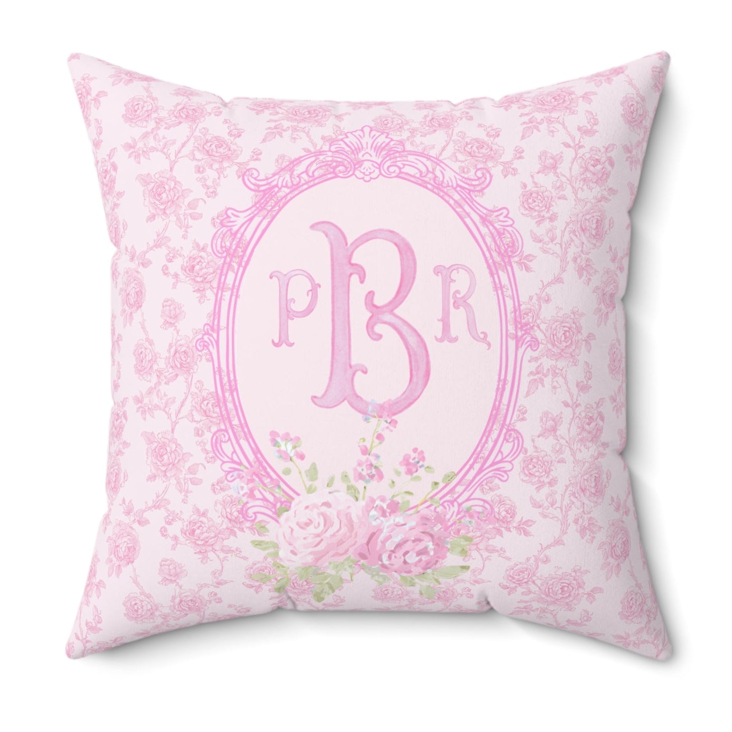 Throw Pillow | Pink Parlor Monogram