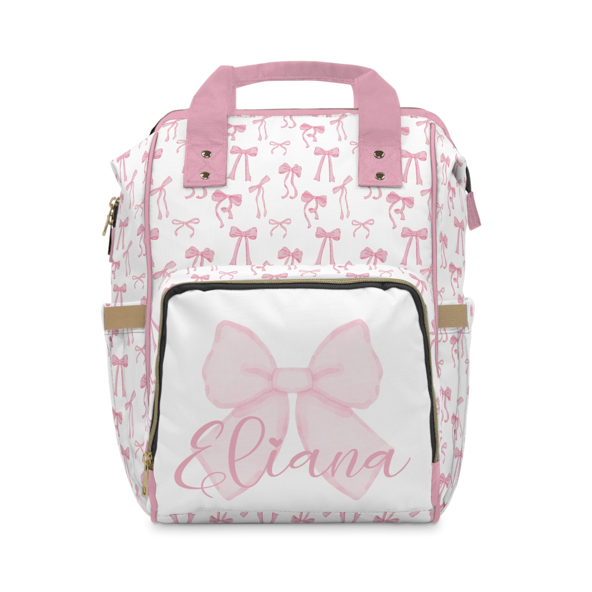 Fancy Bow Personalized Backpack Diaper Bag