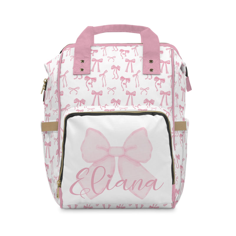 Fancy Bow Personalized Backpack Diaper Bag