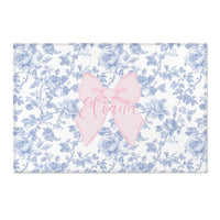 Fancy Bow Blue Toile Personalized Nursery Rug