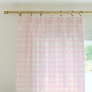 Curtain Panel | Baby Pink Watercolor Gingham