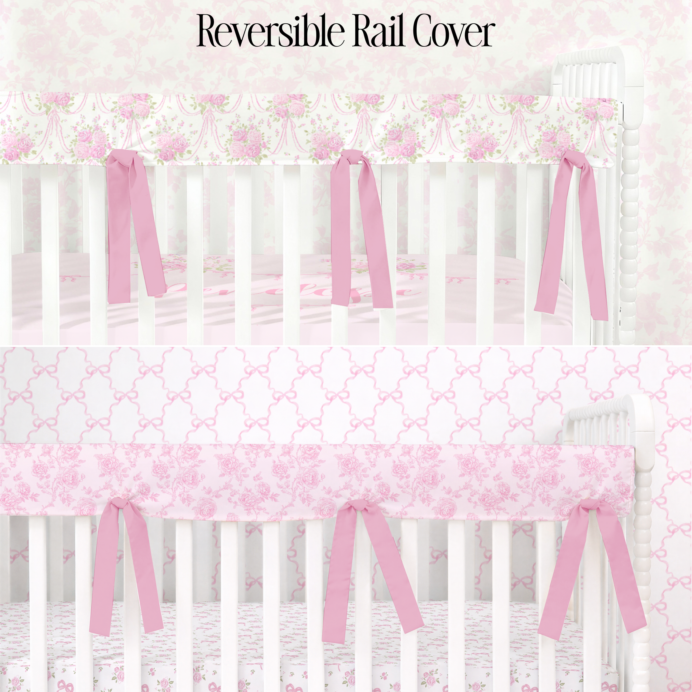 Crib Rail Cover | Pretty Please + Pink Parlor Toile