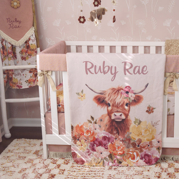Highland Cow Wildflower: Create Your Own Crib Bedding Set