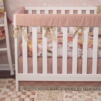 Dusty Rose Metallic Linen Crib Rail Cover