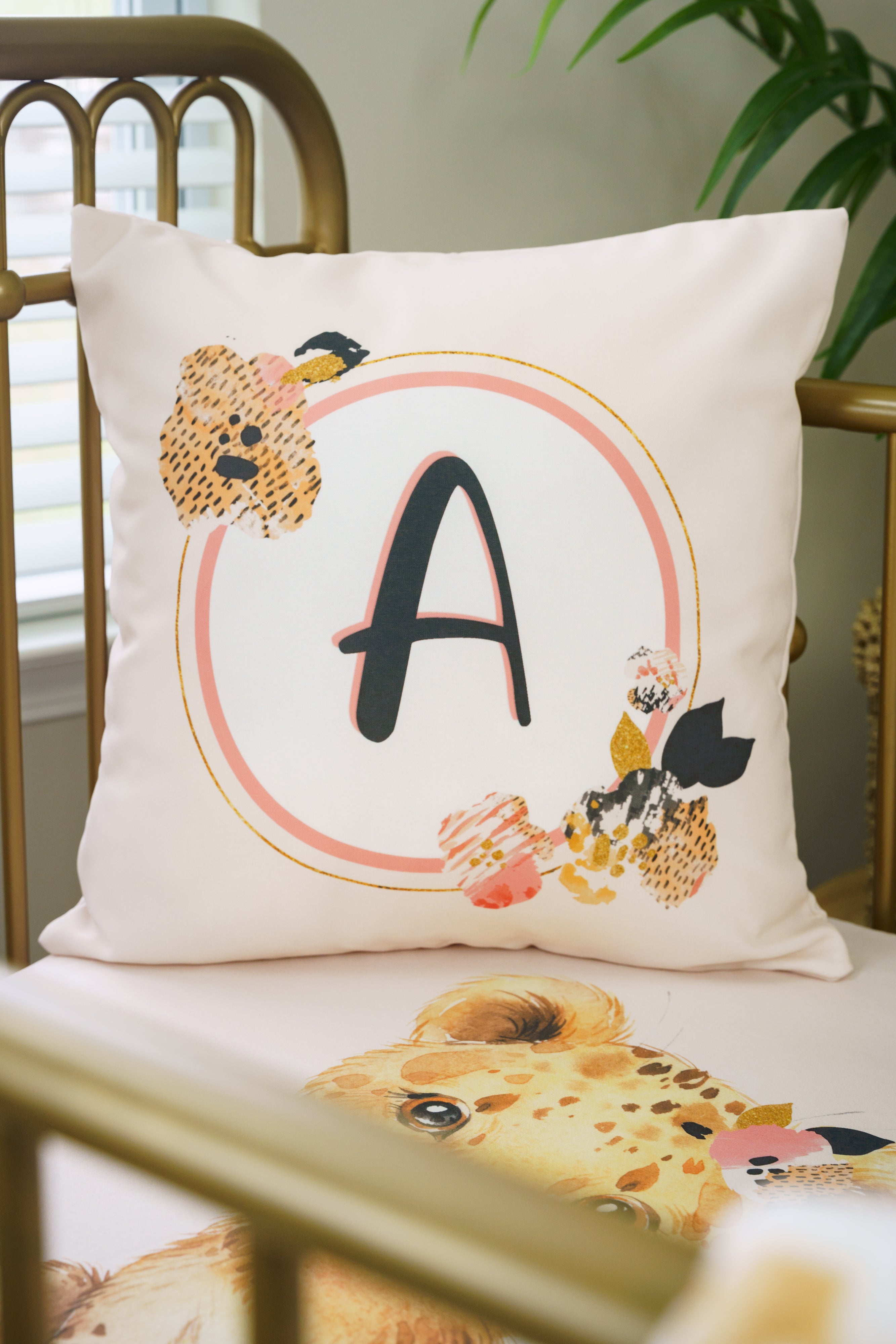 Leopard Love Personalized Floral Kids Bedding Set (Comforter or Duvet Cover)