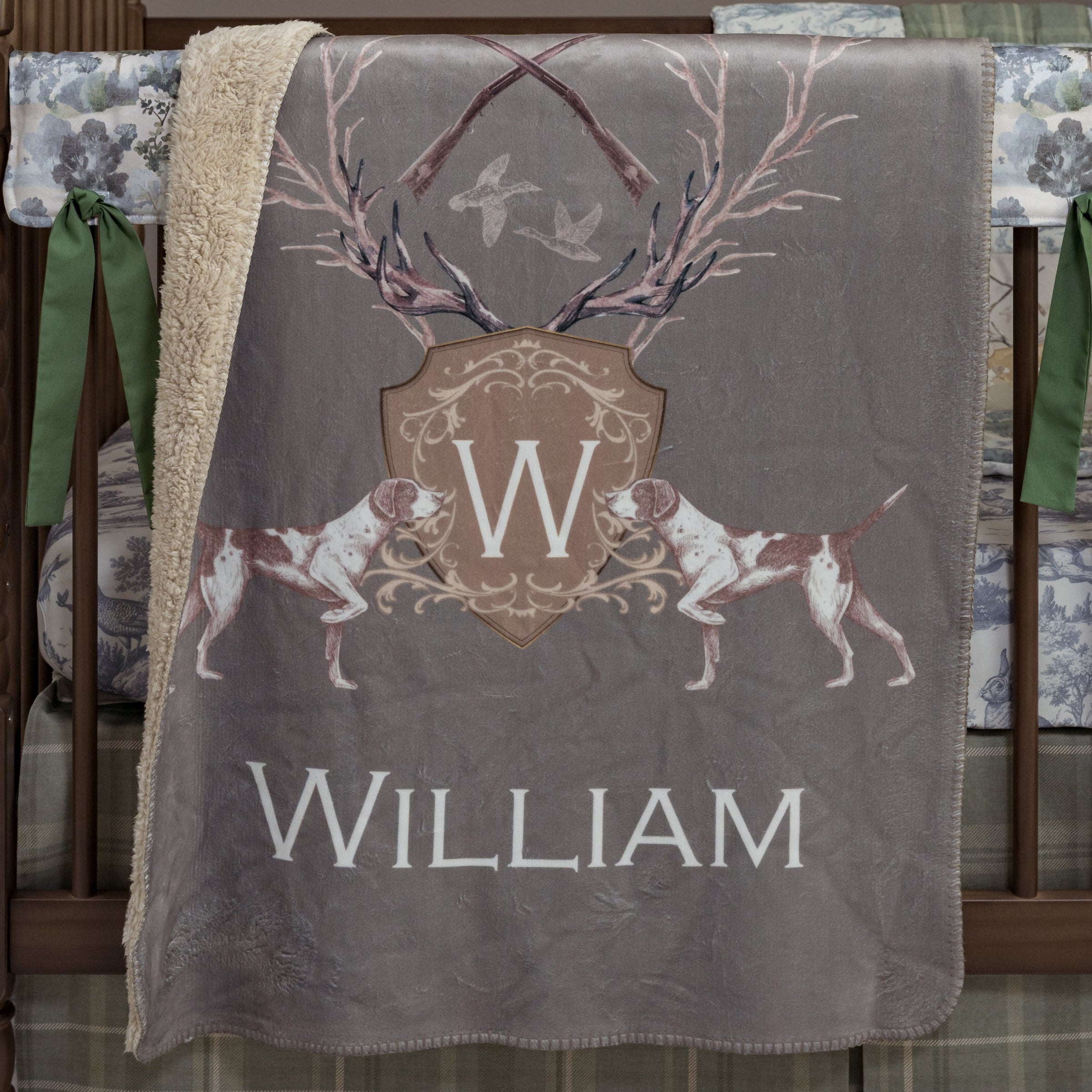 Sherpa Minky Blanket | Antler Crest