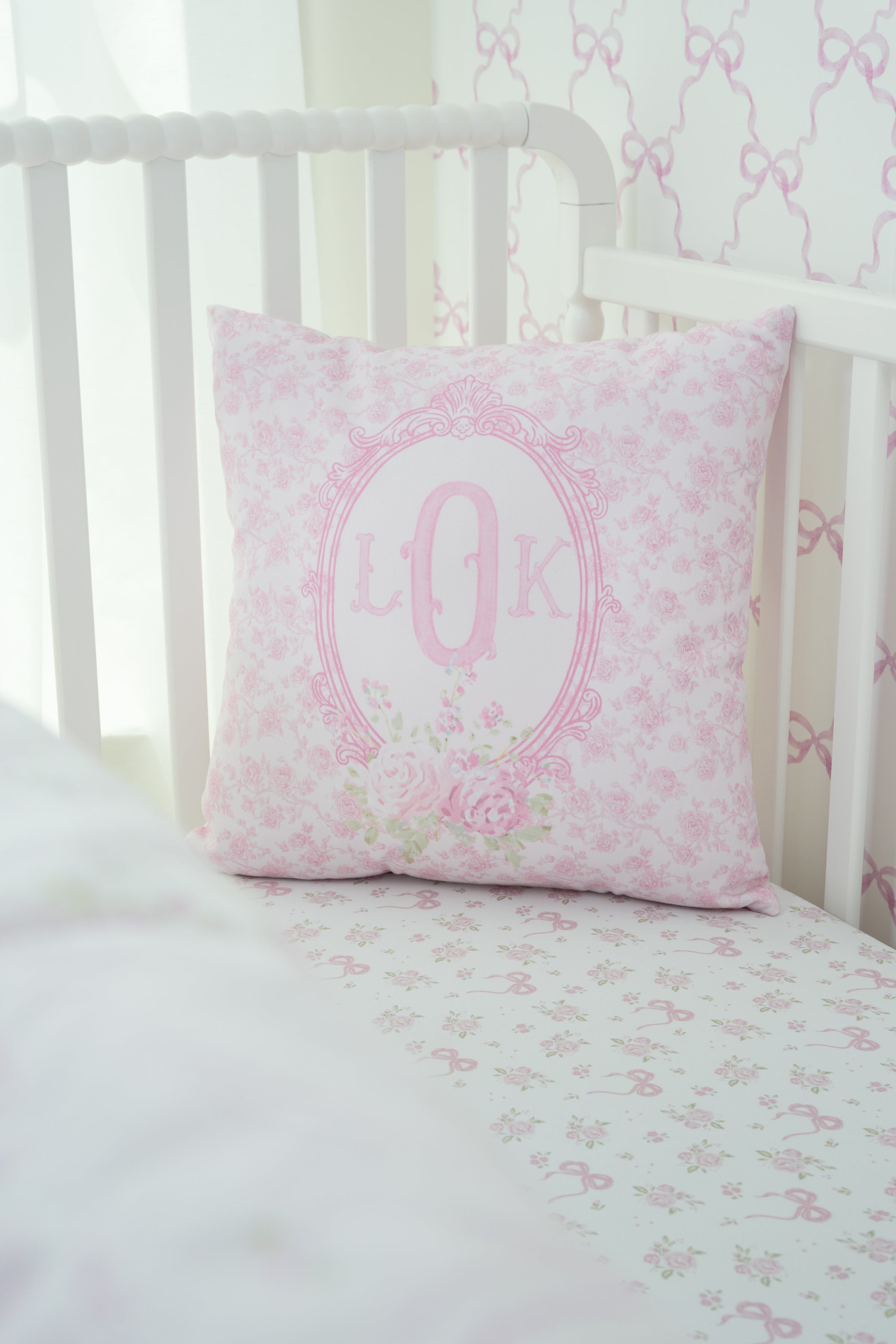 Throw Pillow | Pink Parlor Monogram