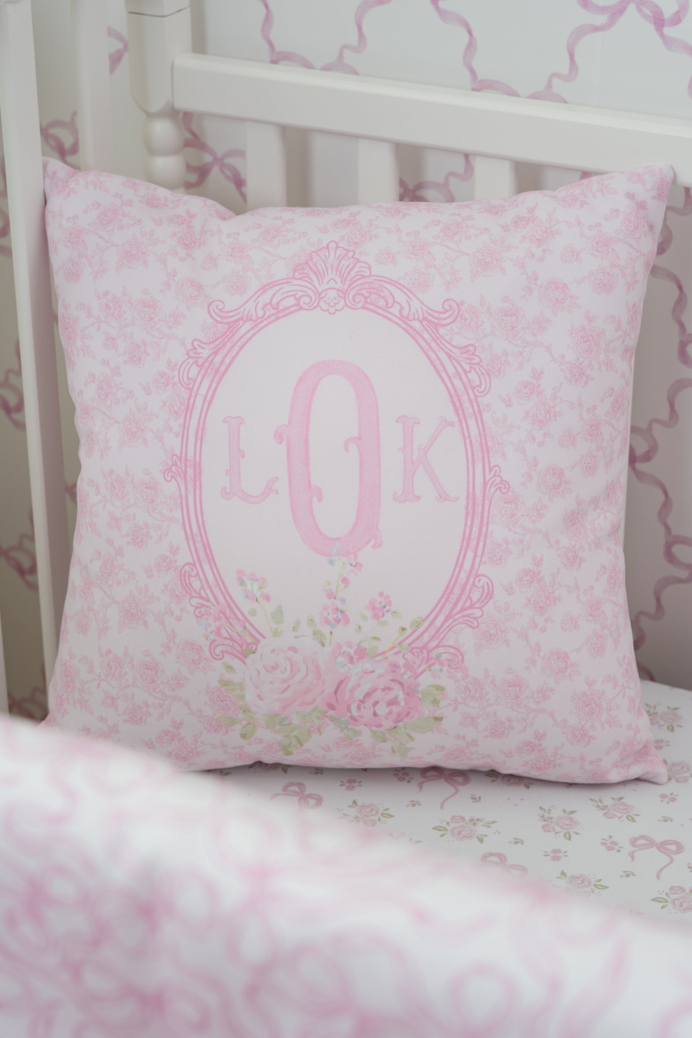 Throw Pillow | Pink Parlor Monogram