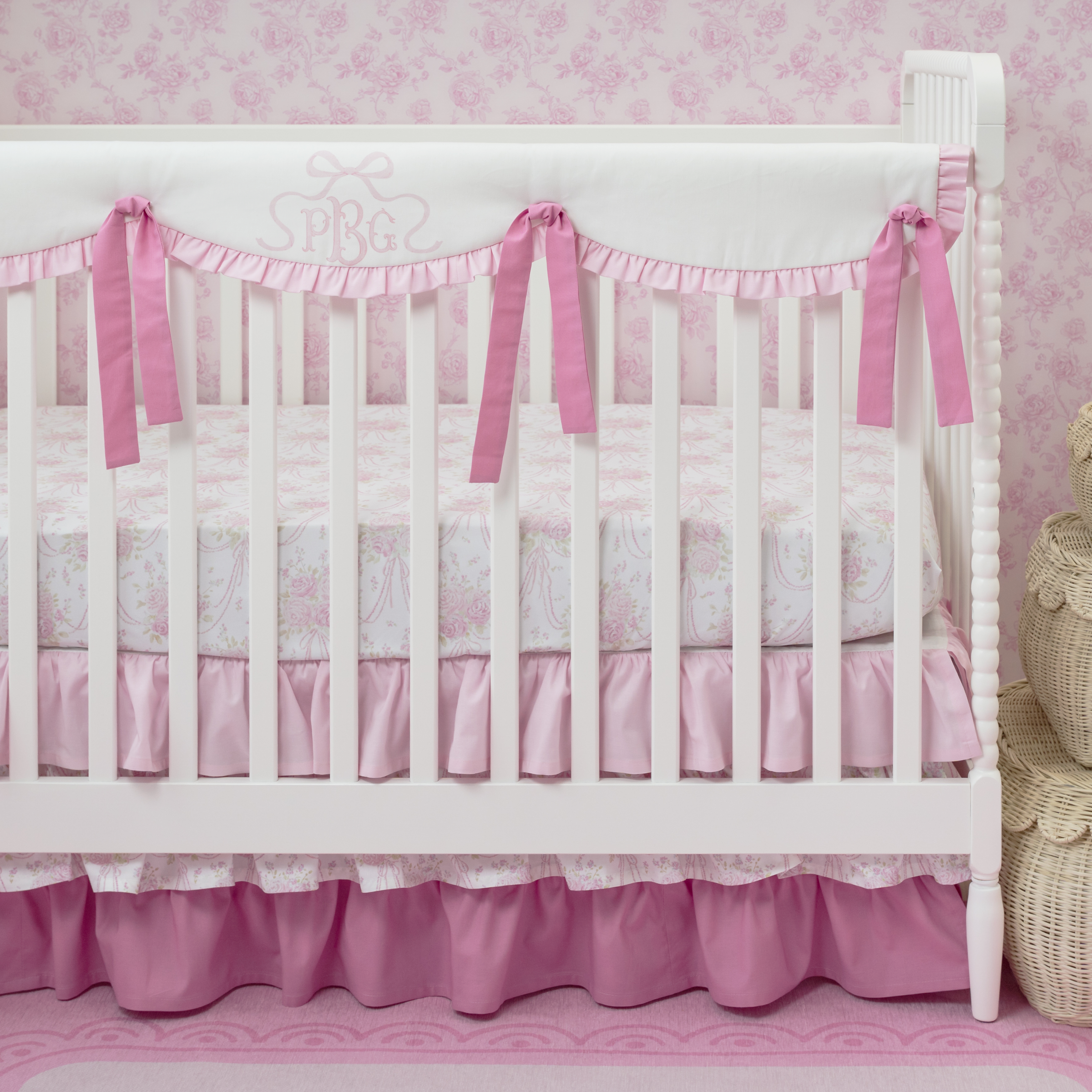 Crib Bedding Set | Scalloped Pretty in Pink