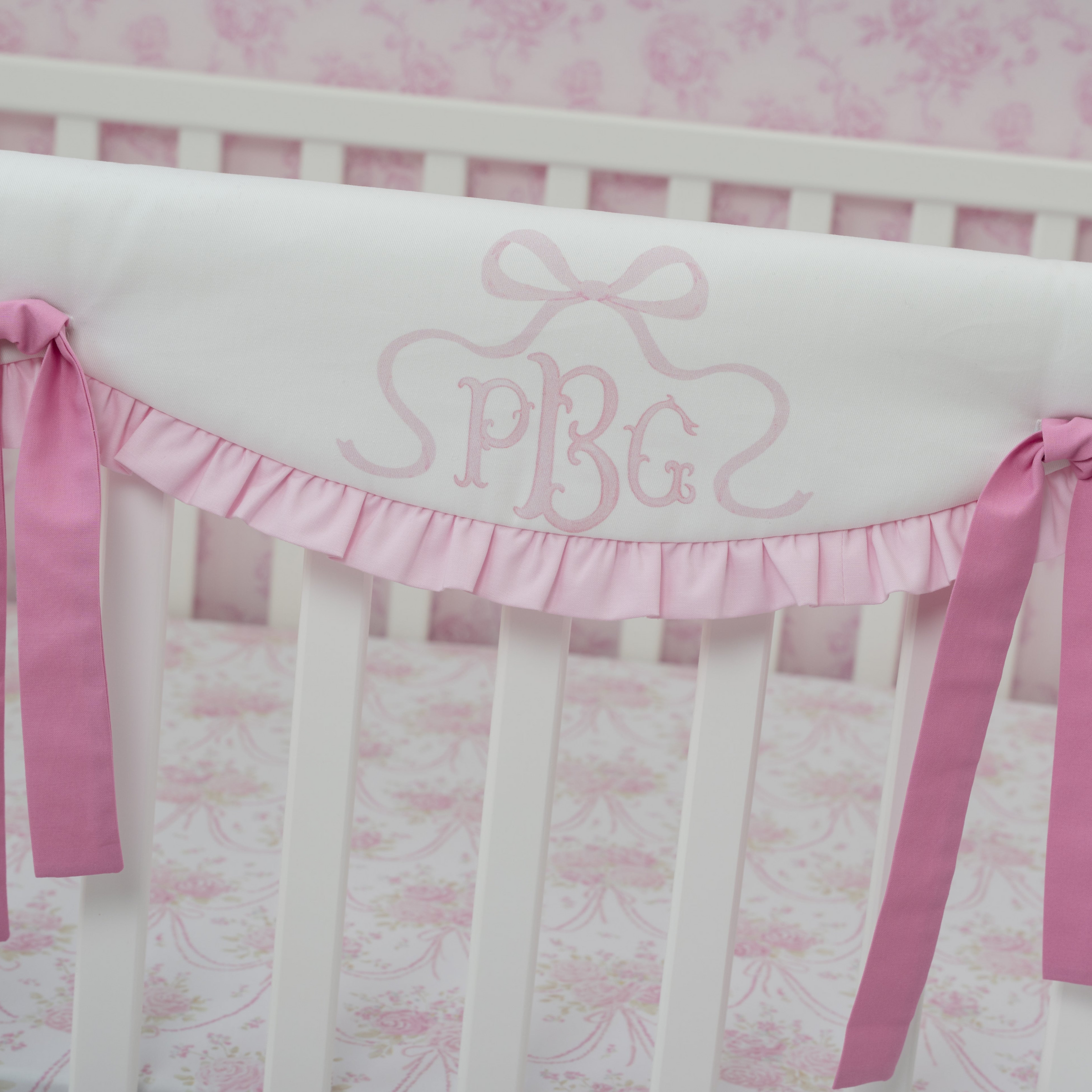 Crib Rail Cover | Pretty in Pink Monogram