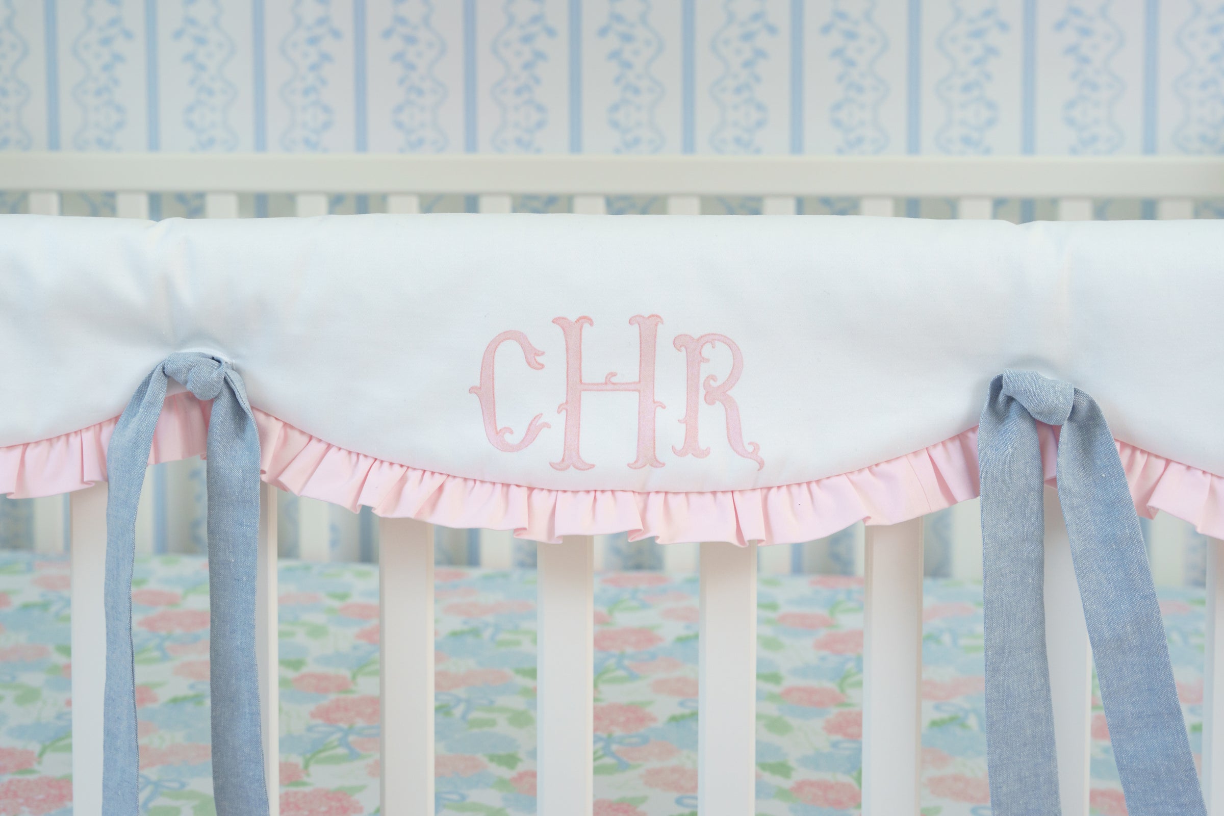 Crib Rail Cover | Preppy Heirloom Monogram