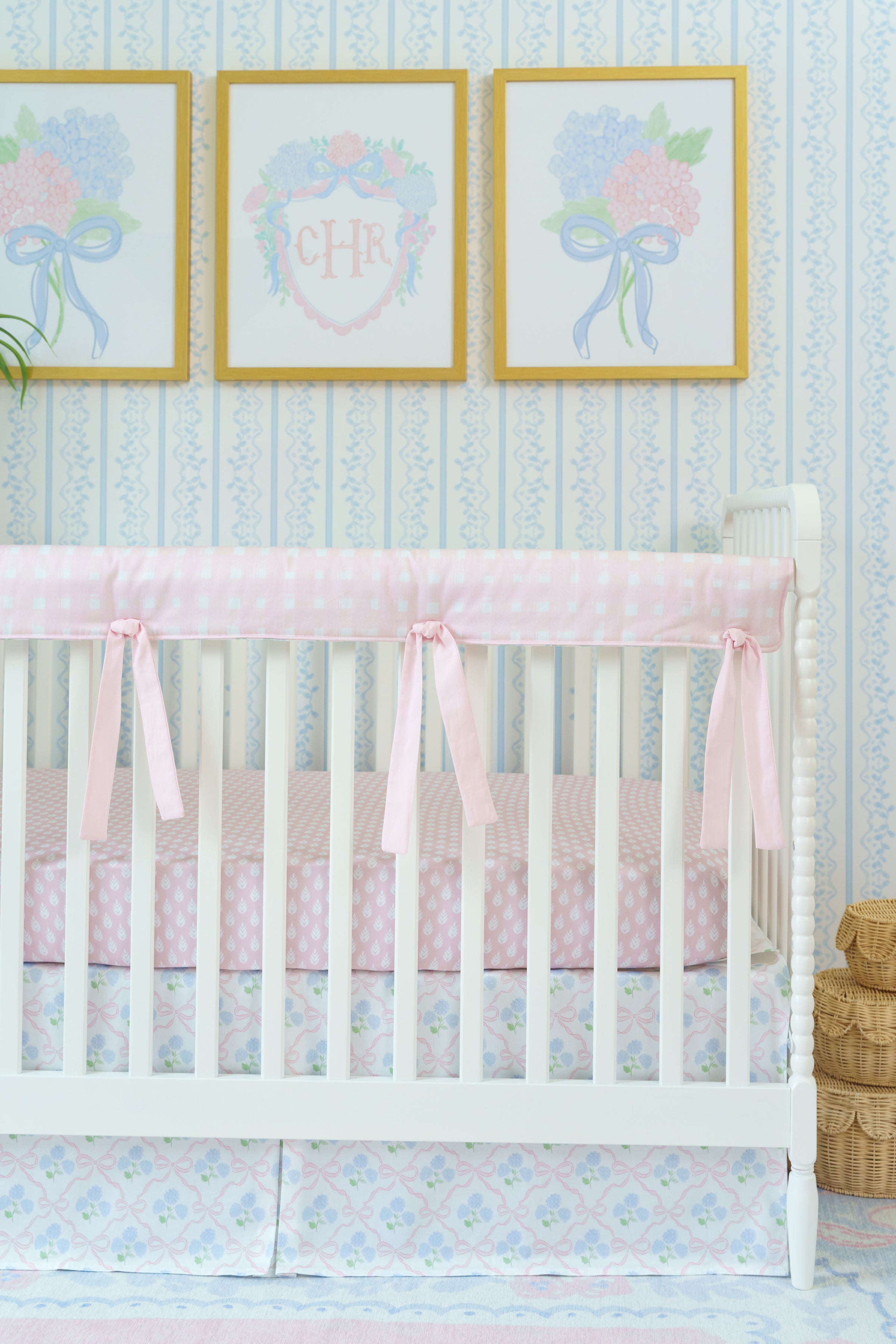 Crib Skirt | Ribbon Trellis