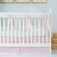 Crib Rail Cover | Bow & Bloom + Baby Pink Watercolor Gingham
