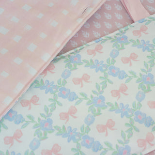 Crib Rail Cover | Bow & Bloom + Baby Pink Watercolor Gingham