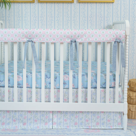 French Blue Floral Crib Bedding Set