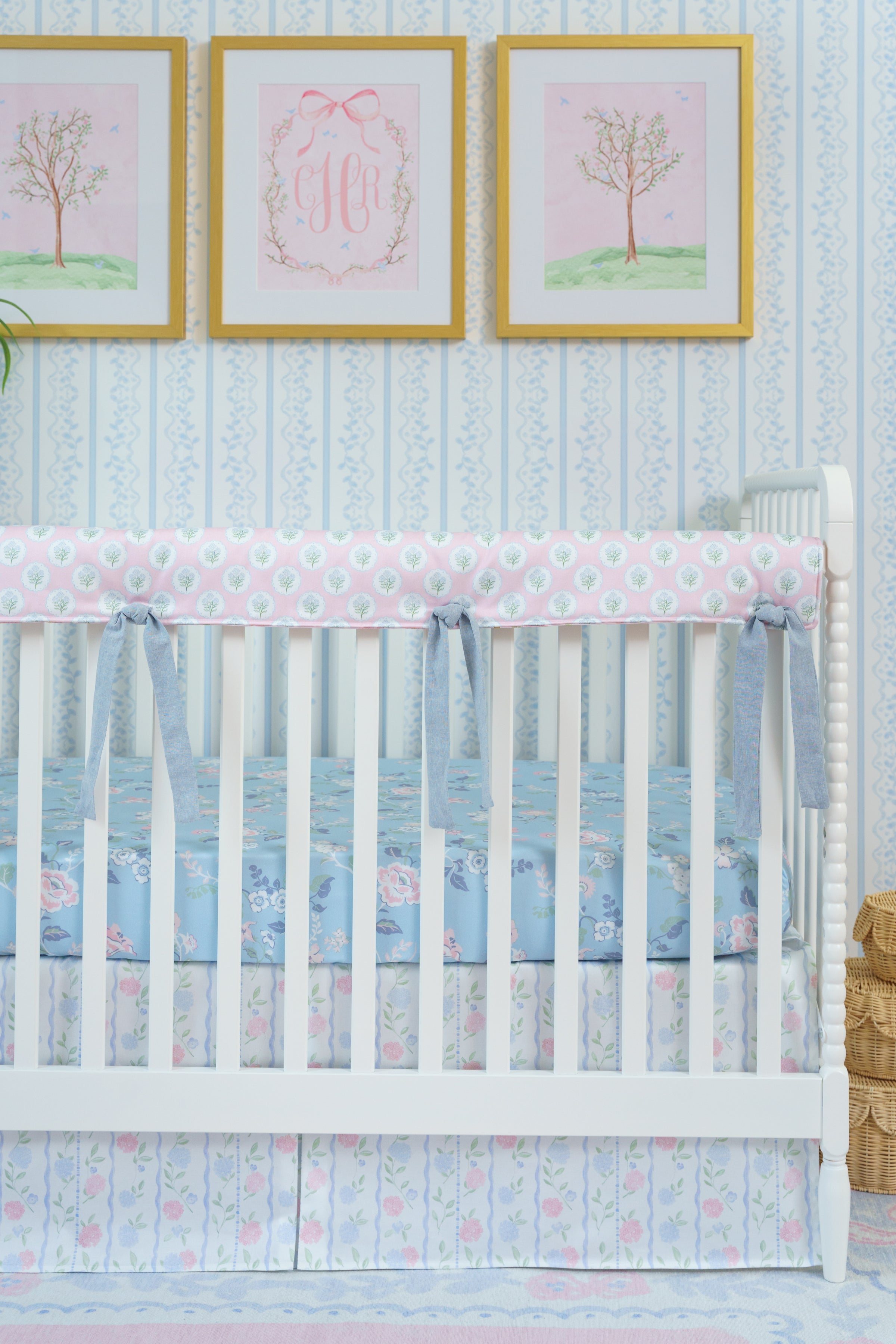 Crib Bedding Set | French Blue Floral