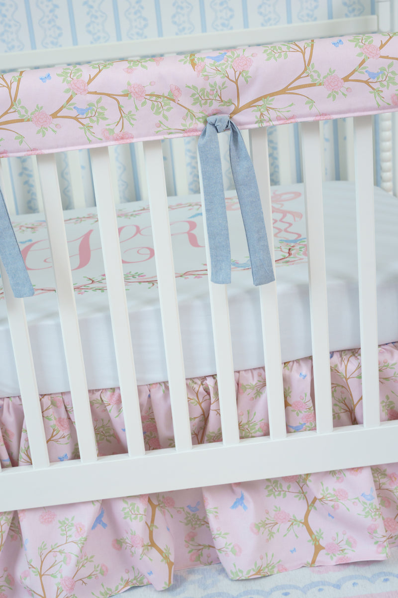 Personalized Crib Sheet | Ribboned Chinoiserie