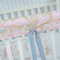 Crib Rail Cover | Chinoiserie Garden + Pink Hydrangea Medallion