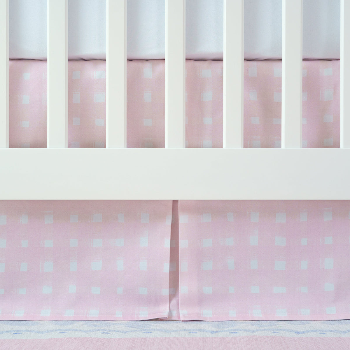Crib Skirt | Pink Watercolor Gingham