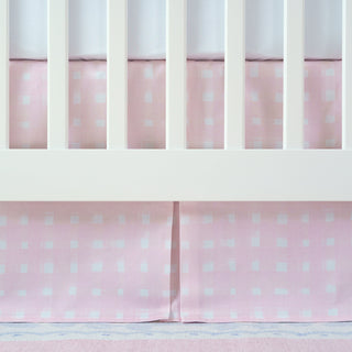 Crib Skirt | Pink Watercolor Gingham