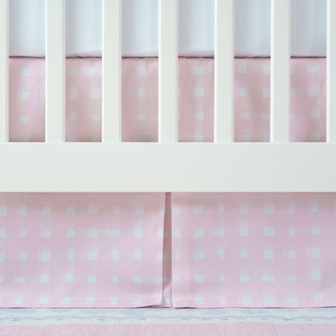 Crib Skirt | Pink Watercolor Gingham