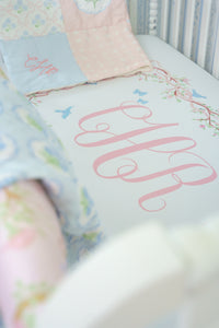 Personalized Crib Sheet | Ribboned Chinoiserie