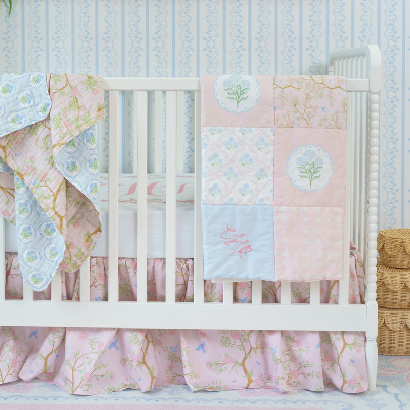 Gathered Crib Skirt | Chinoiserie Garden