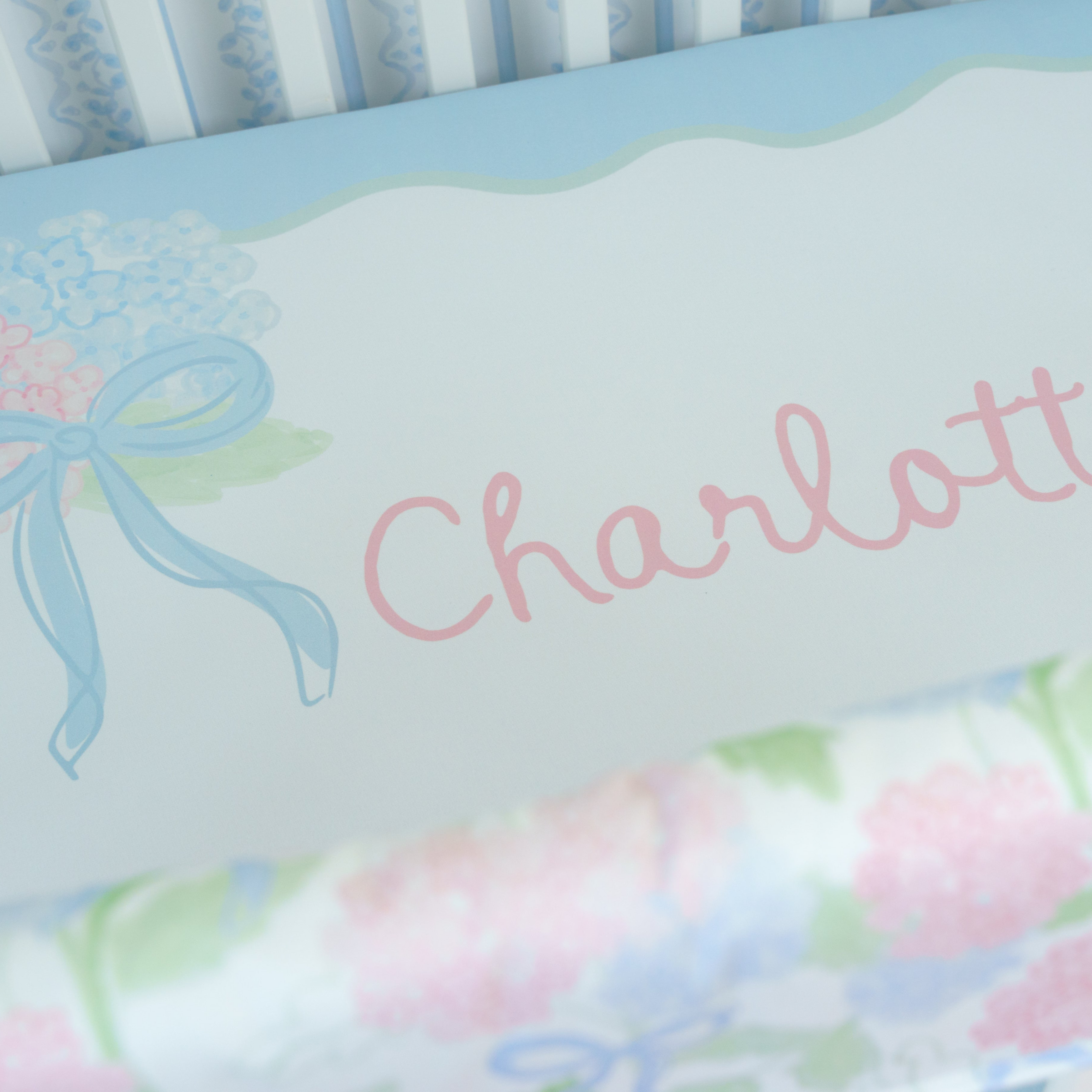 Personalized Crib Sheet | Scalloped Hydrangea